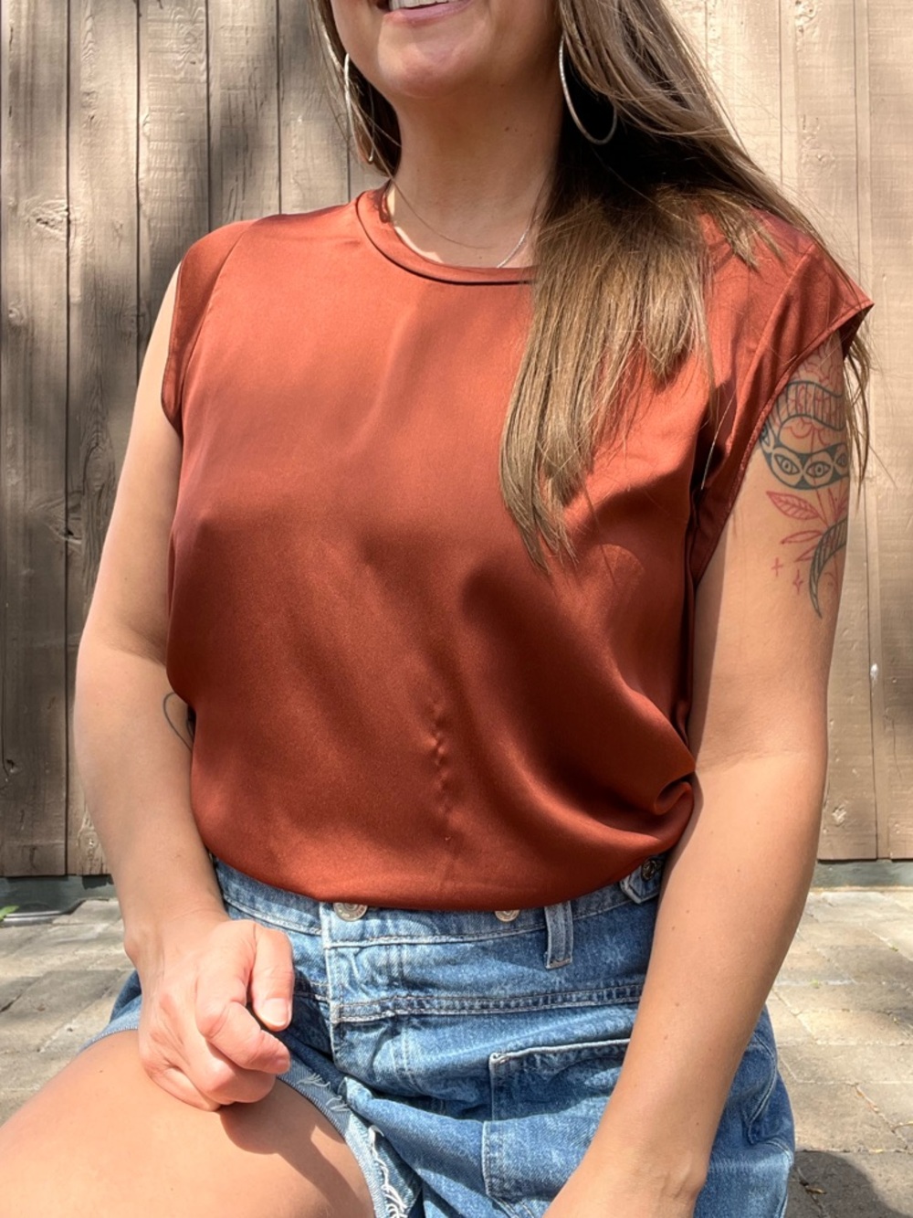 DKNY Rust-Tone Slinky Sleeveless Camisole Large